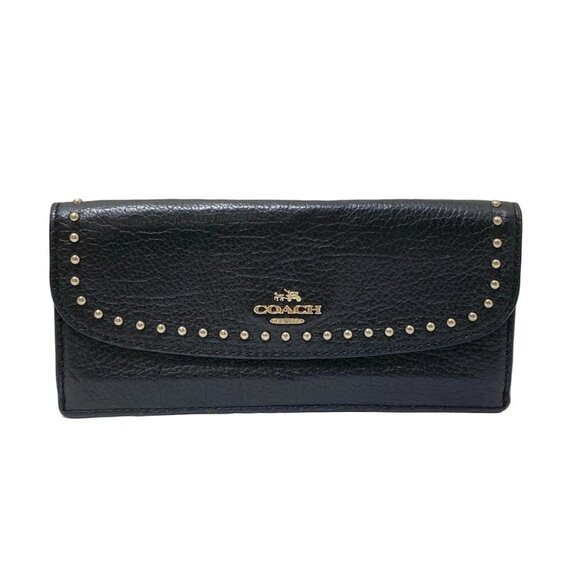COACH -Black Leather Long Wallet 93-080625 - Picture 1 of 8